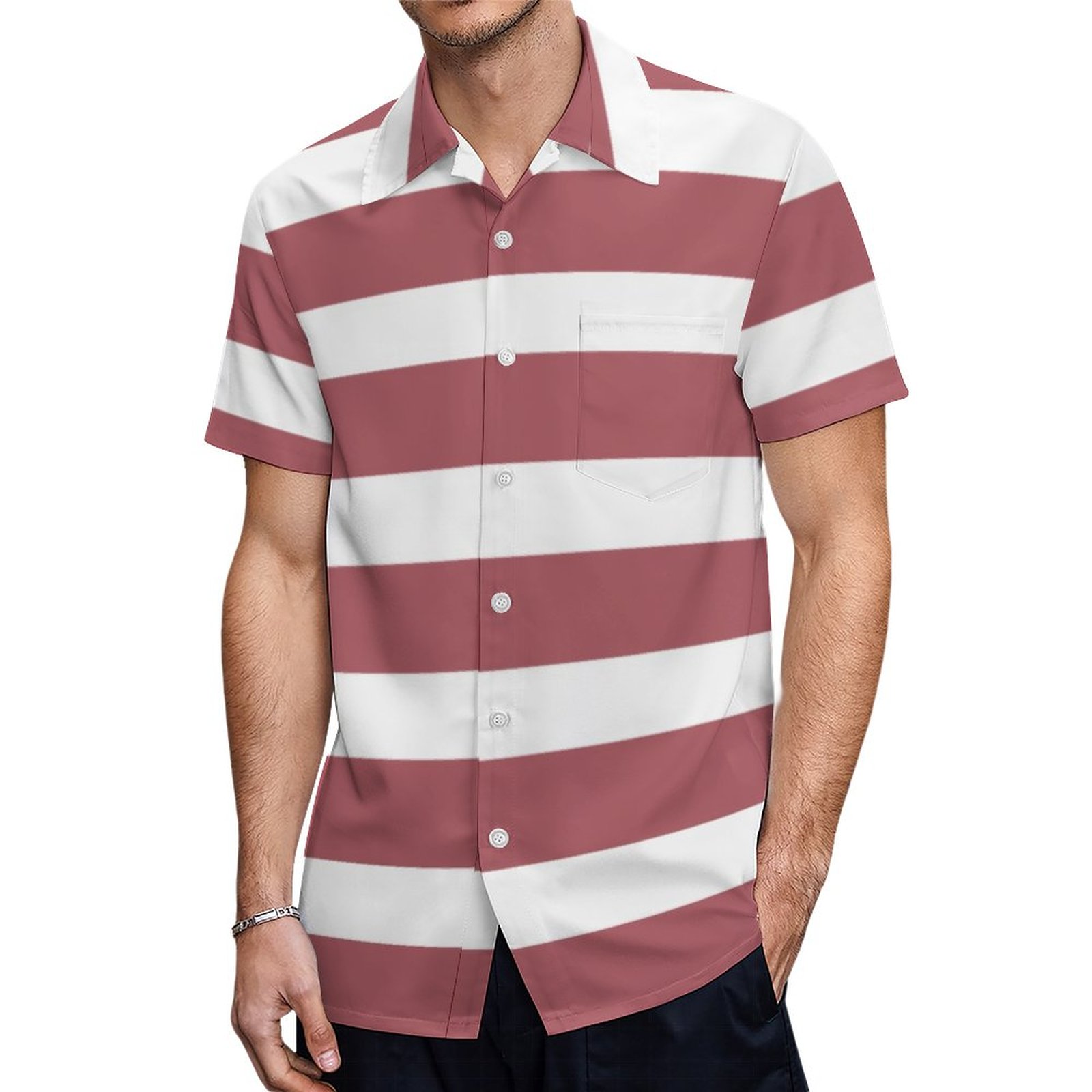 Terra Rosa Striped Girly Hawaiian Shirt Mens Button Down Plus Size Tropical Hawaii Beach Shirts