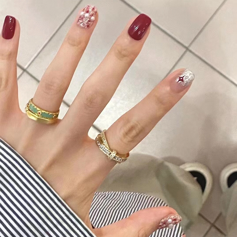 Wear Nail Beauty Nail Piece TikTok Hot Blush Gradient Butterfly Nail Sticker Finished Detachable Fake Nail