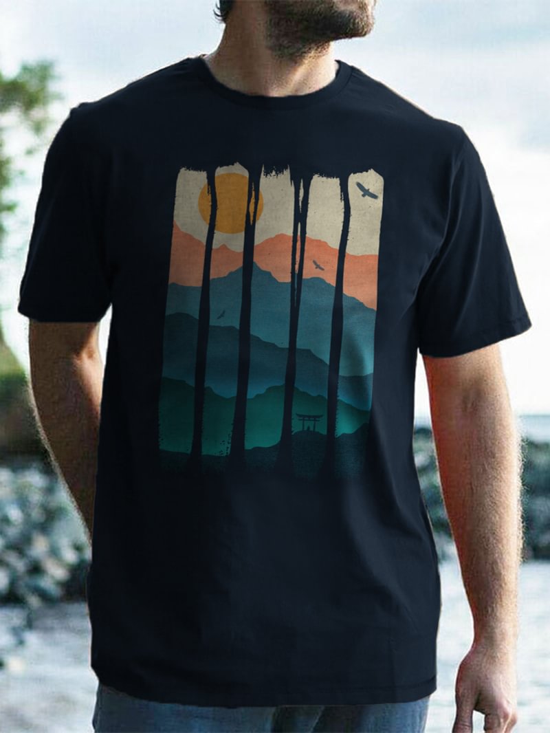 Mountains Printed Outdoor Style T-Shirt in  mildstyles