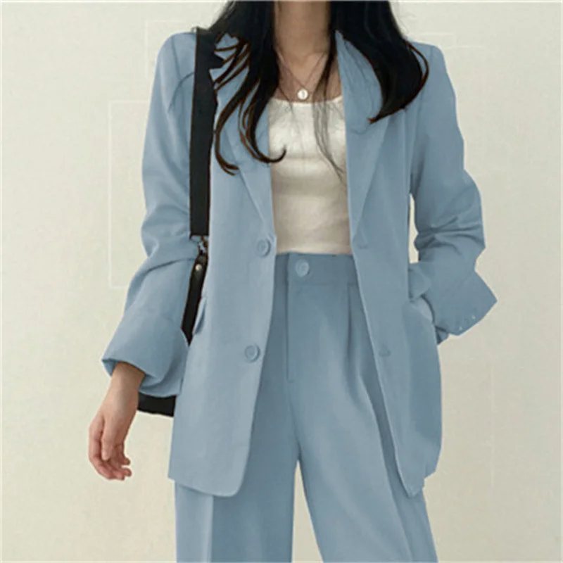 Athvotar Athvotar And Autumn New Blazer Female British Wind Casual Versatile Blue Small Medium Long Suit Female