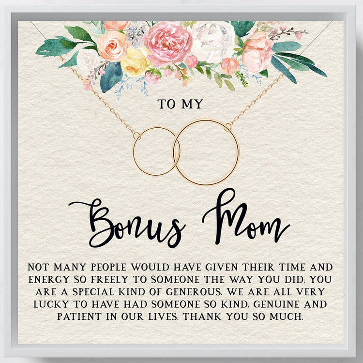 To My Bonus Mom Interlocking Circles Necklace Gift Set