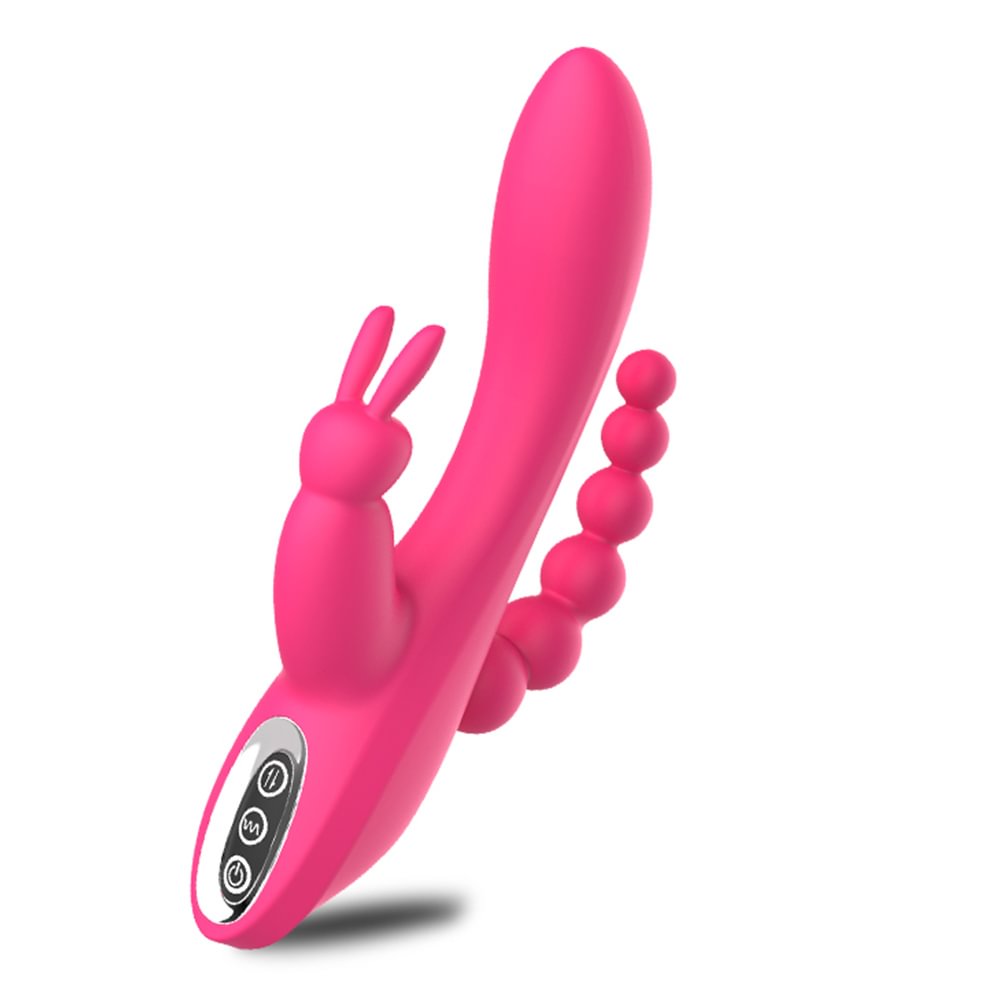 G Spot Dildo Rabbit Vibrator 3-in-one function Vibration Waterproof  Rose Toy