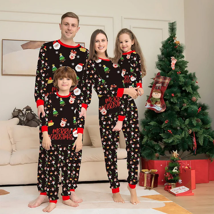 Family christmas 2025 pajamas black