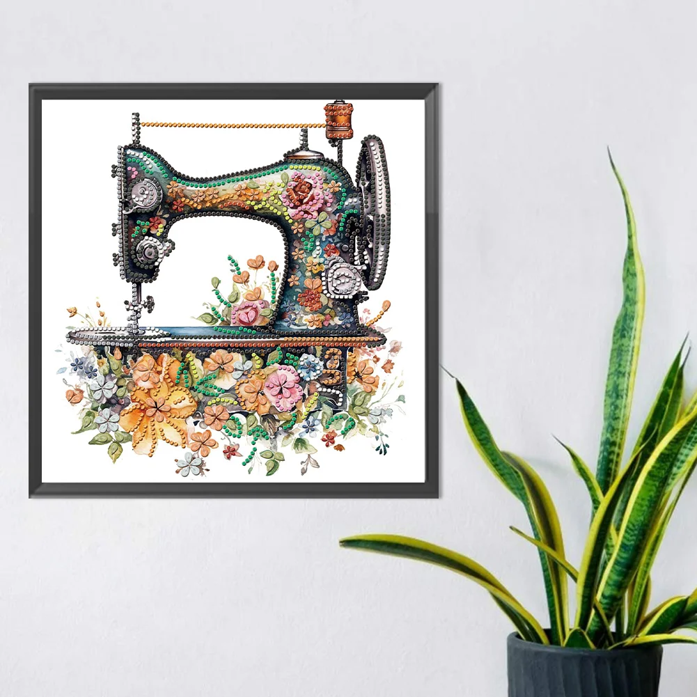 Diamond Painting - Partial Special Shaped Drill - Sewing Machine(Canvas|30*30cm)