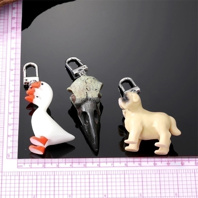Fashion Dog Skull Goose Alloy Resin Halloween Keychain