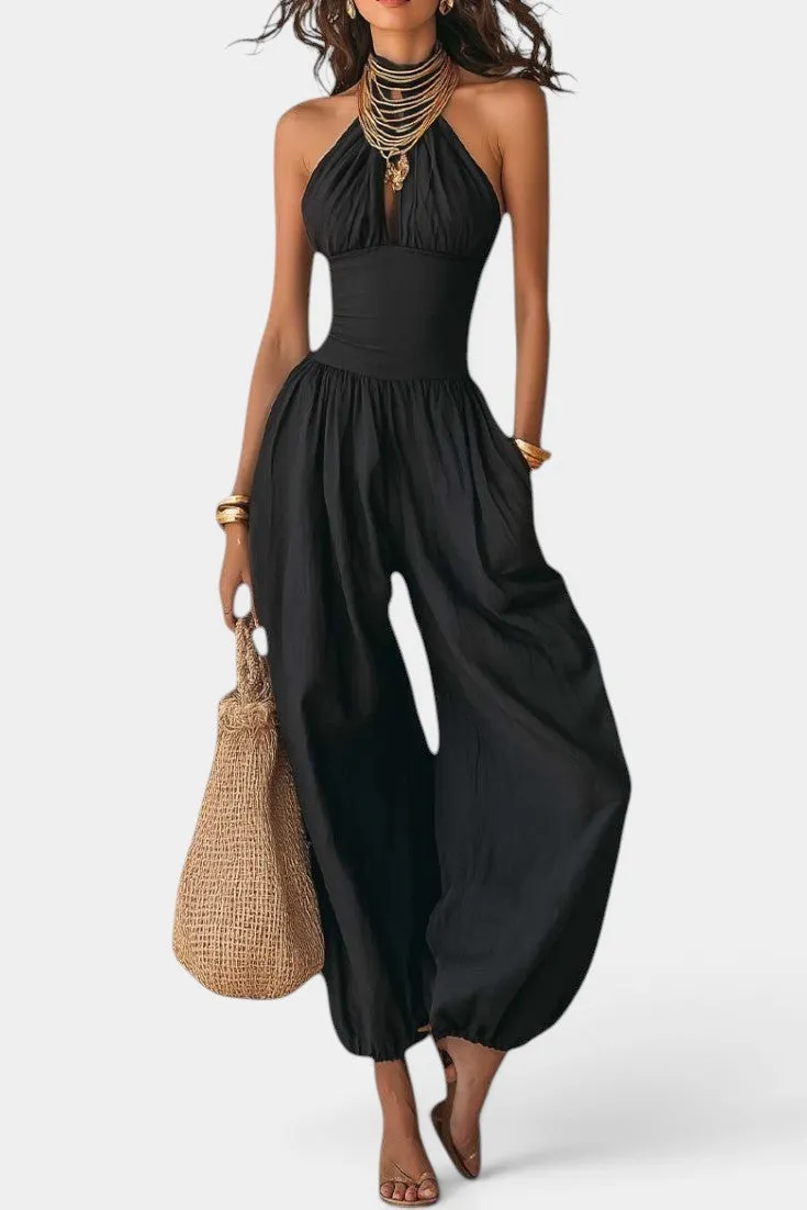 Halter Neck Jumpsuit with Flowy Harem Pants