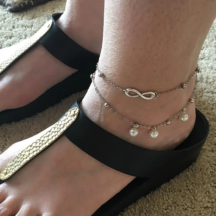 Infinity And Pearl Layer Anklet