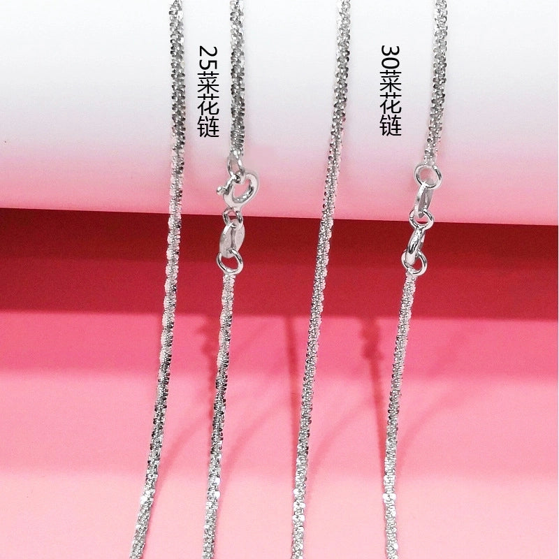 925 Sterling Silver Plating Chain Solid Color Flower