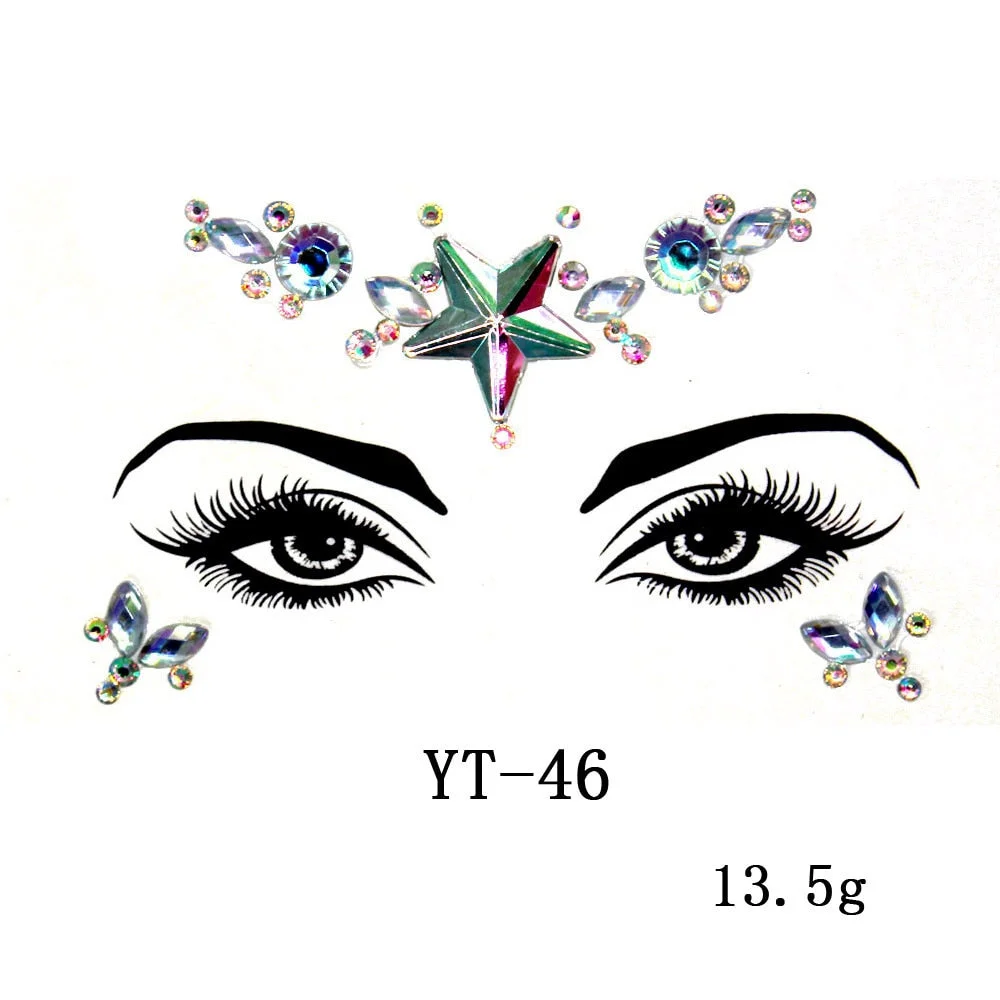 Facial Rhinestone Natural Resin Face Sticker Rhinestone Tattoo Makeup Party Christmas Party Face Decoration Makeup Stickers