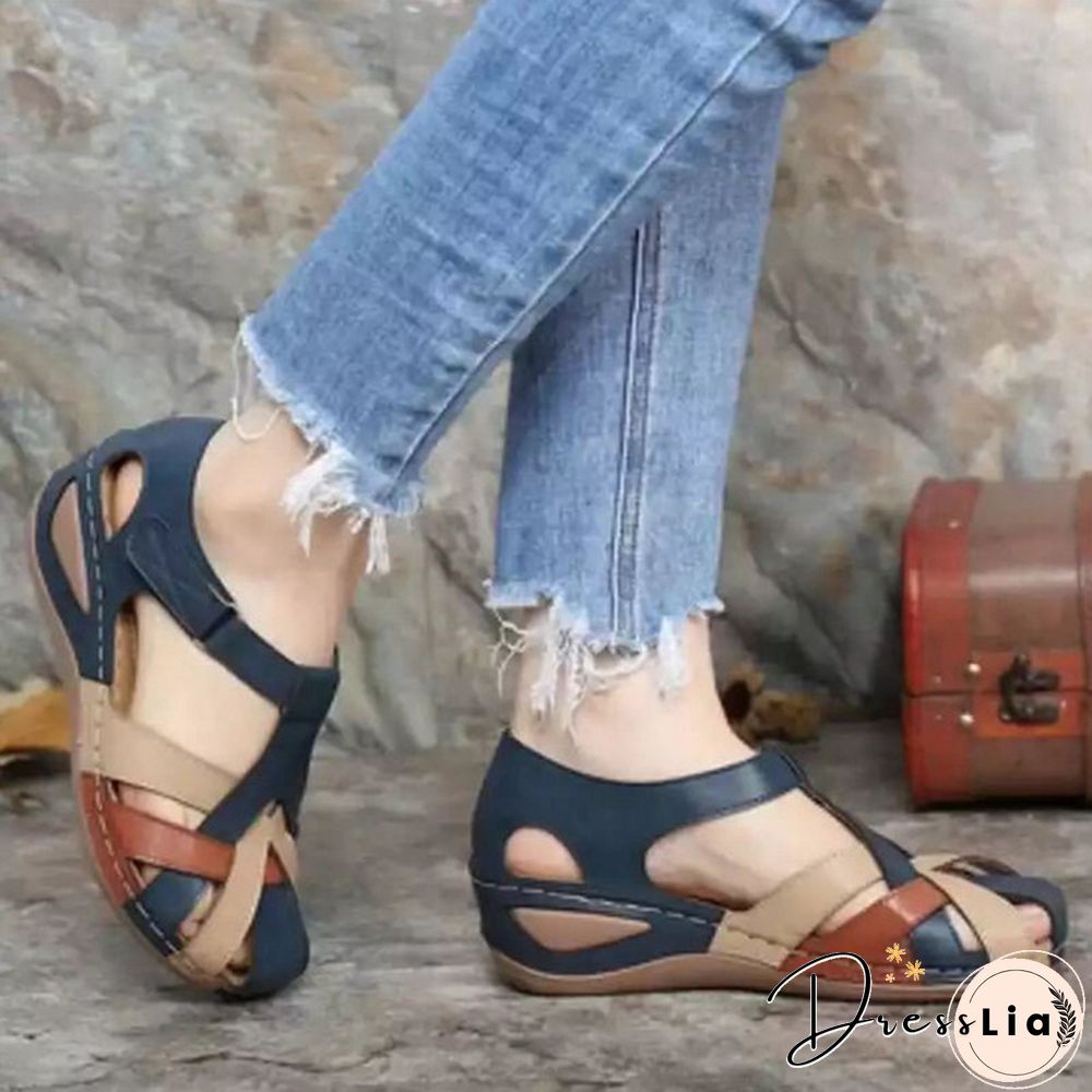 New Fashion Women Sandals Waterproof Slip On Round Female Flat Sandals Women Slippers Casual Comfortable Summer Ladies Shoes