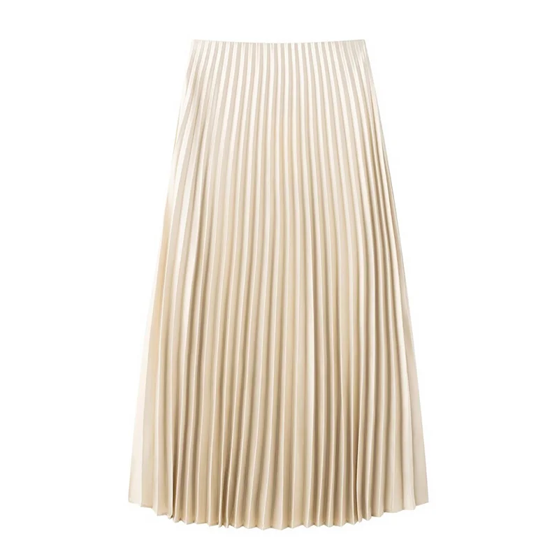 Nigikala Nigikala Women's Clothing Simouflide Stew Stew Stew Folding Skirt High Waist-Hanging Long Dress