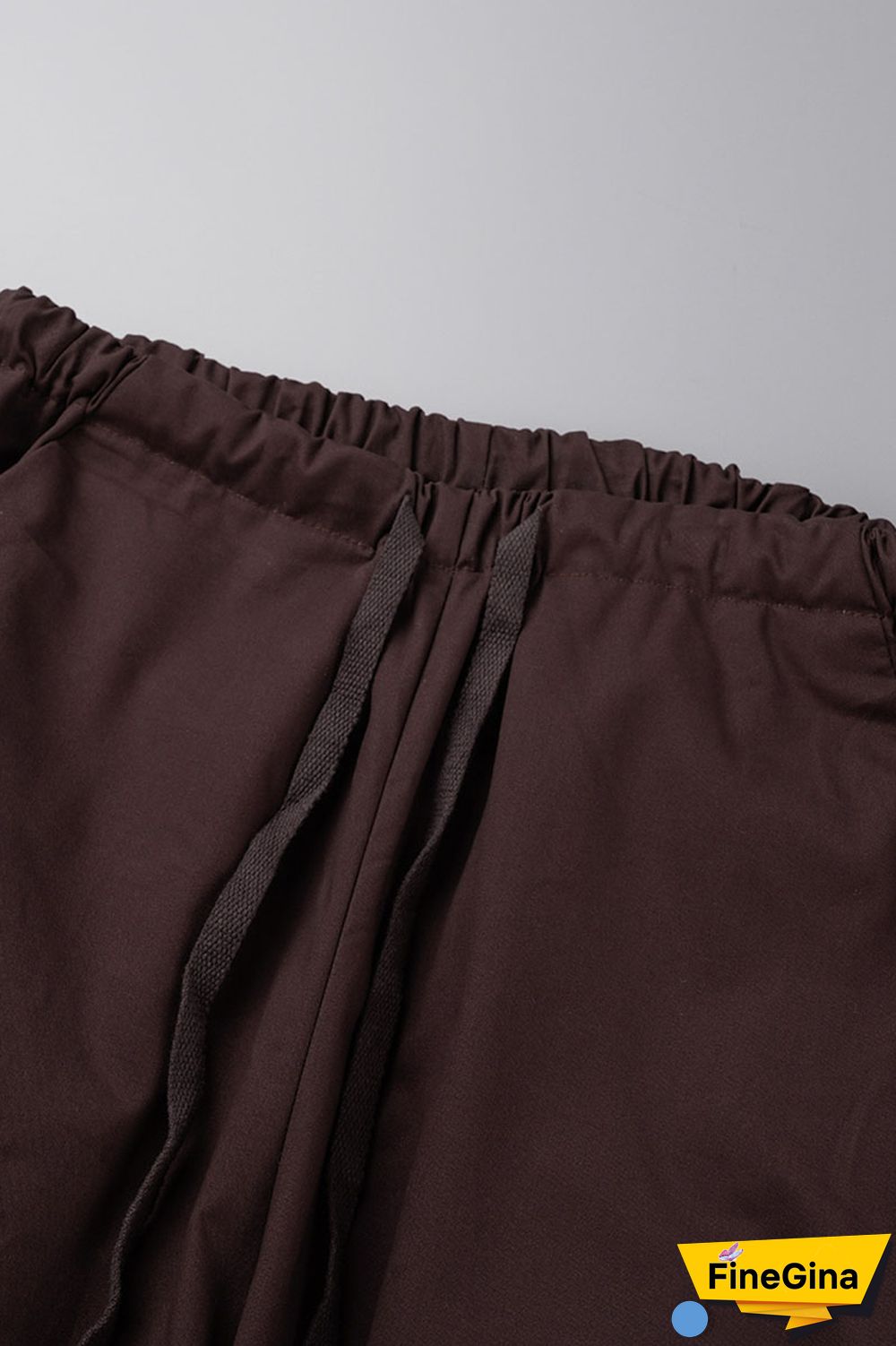 Brown Casual Street Solid Patchwork Pocket Loose Low Waist Wide Leg Solid Color Bottoms