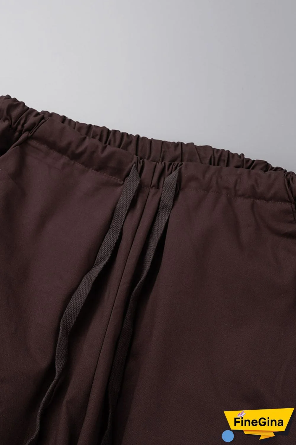 Brown Casual Street Solid Patchwork Pocket Loose Low Waist Wide Leg Solid Color Bottoms