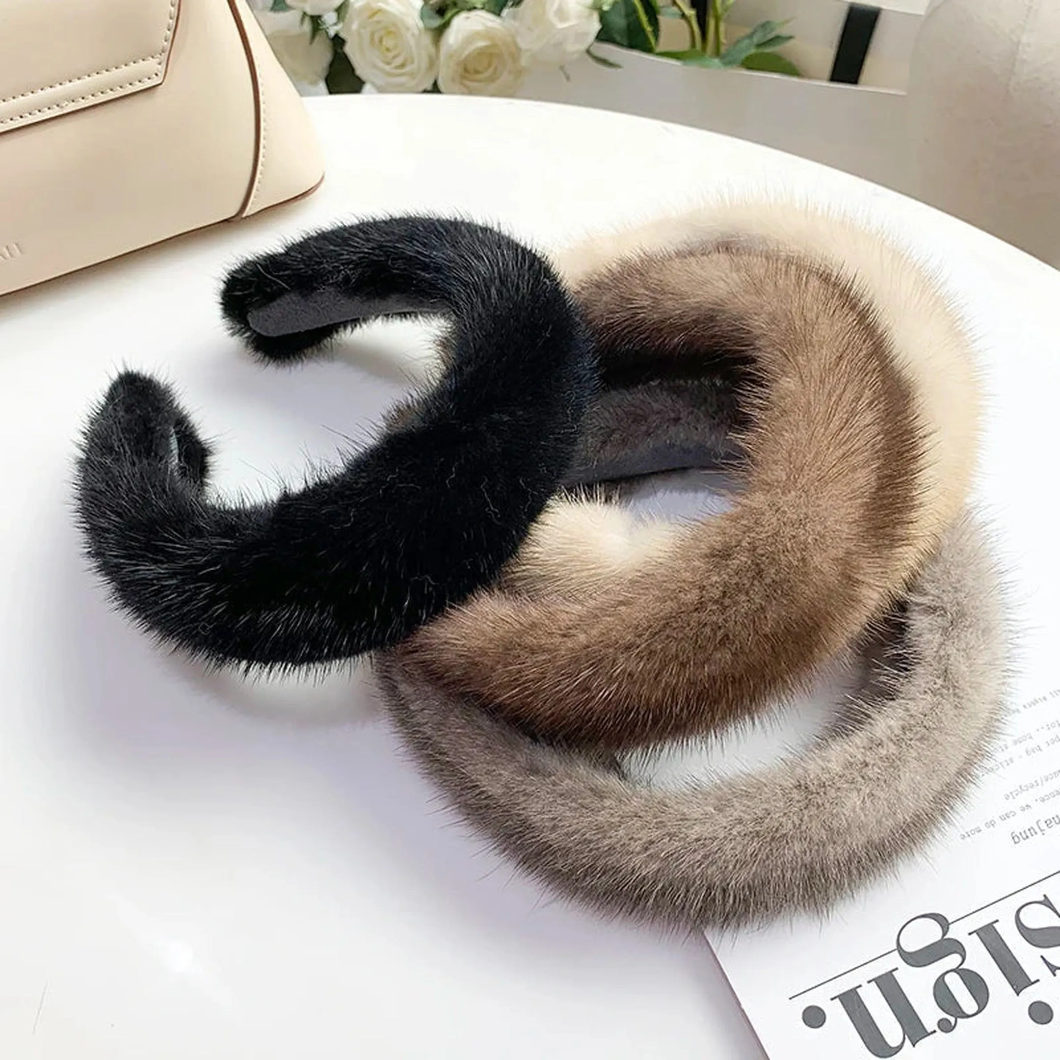 Women's Faux Fur Headband &ndash; Plush Winter Ear Warmer Accessory