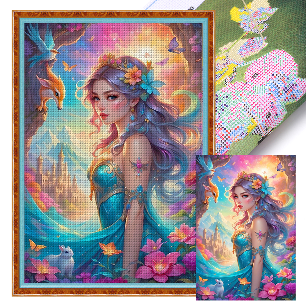 Girl Full 11CT Pre-stamped Canvas(45*65cm) Cross Stitch