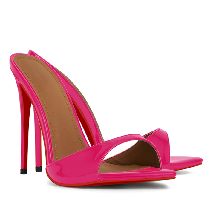120mm Women's Sandals Pointed Toe Mules Heels Slip on Stilettos-vocosishoes