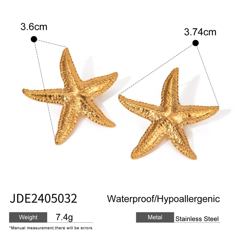 Casual Beach Classic Style Starfish Shell 304 Stainless Steel 18K Gold Plated Rings Earrings