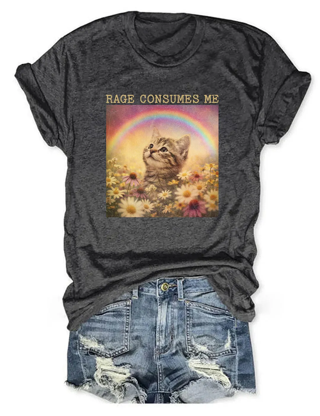Rage Consumes Me Cute Cat T-shirt