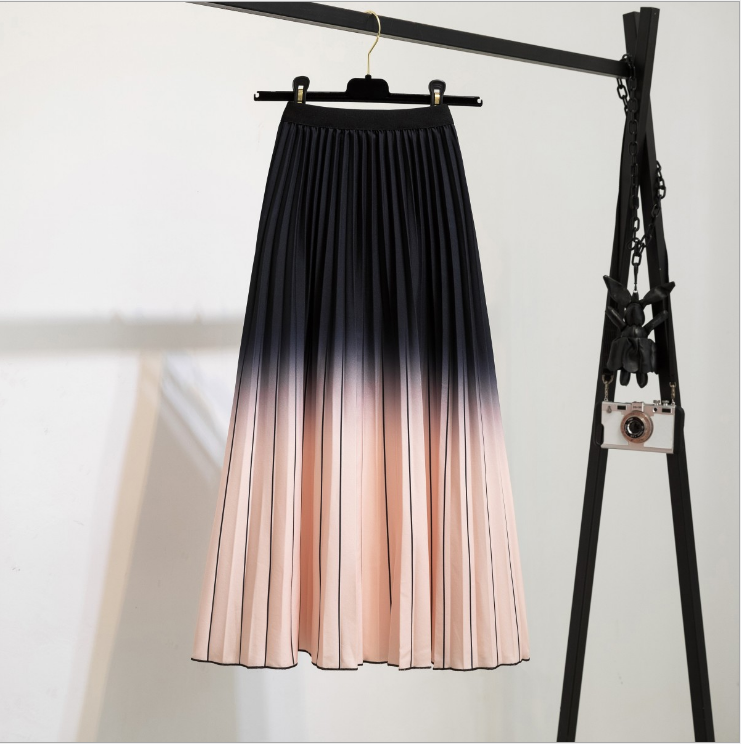 Wearshes Fashion Gradient Print Pleated Skirt