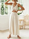 Solid Color Lace-Up Wide Leg Two-Piece Suit
