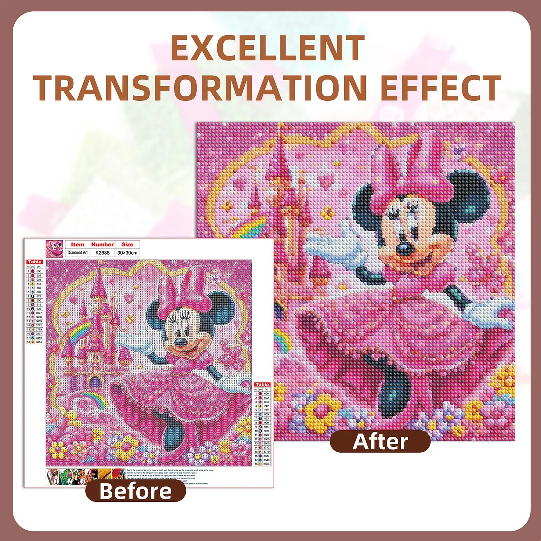 Castle Princess Minnie Full DIY 5D Round Drill Diamond Painting Kits for Adults/Beginners Home Decor Diamond Dots Paintings Picture Arts Craft 30x30cm