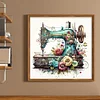 (Stamped/Counted) Retro Floral Sewing Machine - 14CT/18CT Cross Stitch 40*40cm/15.75*15.75in