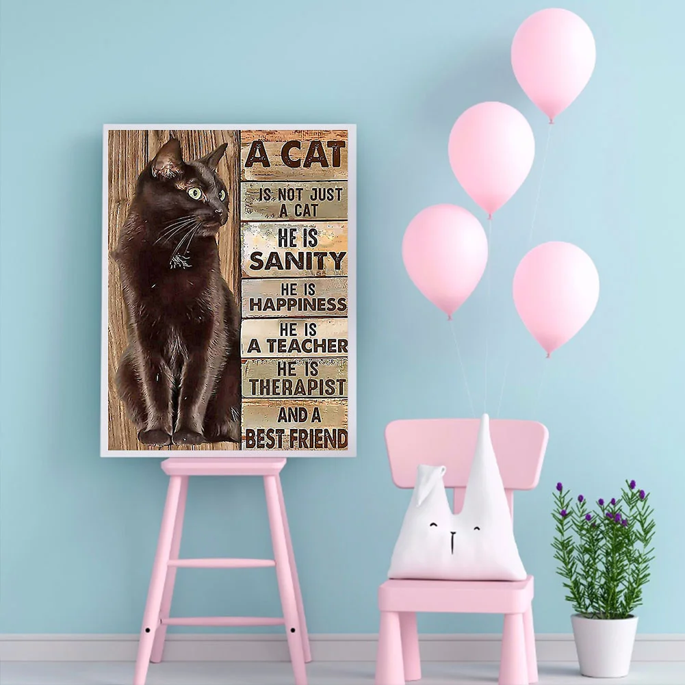 Diamond Painting - Full Round Drill - Cat Letters(30*40cm)