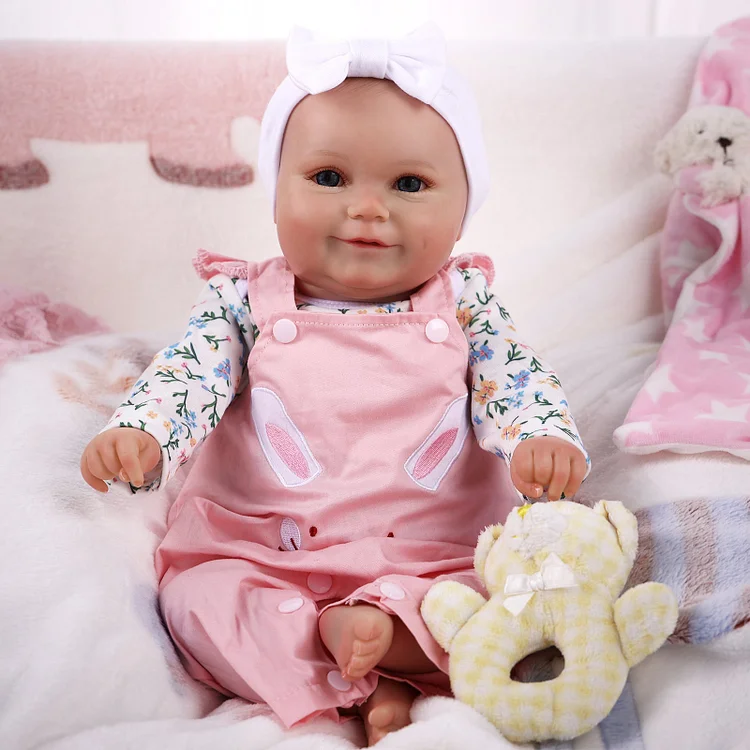 Babeside Maddy 20" Infant Baby Girl Pink Rabbit
