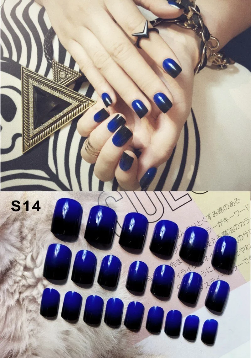 24pcs/Set Fashion Black Red Rivet False Nails Strip Rivet Design Coffin Finished Full Cover Artificial Fake Nails Manicure Tools-Nail Inspo