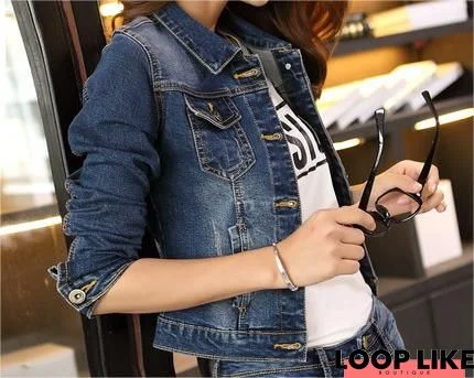 Blue Long Sleeve Denim Jacket