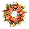 Peony Pumpkin Wreath Decorative Door Garland for Harvest Festival Decor (40CM)