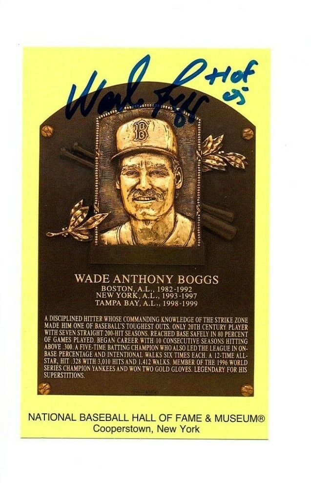 Wade Boggs Signed Hall Of Fame Plaque Postcard HOF 05 Autograph Red Sox Yankees+