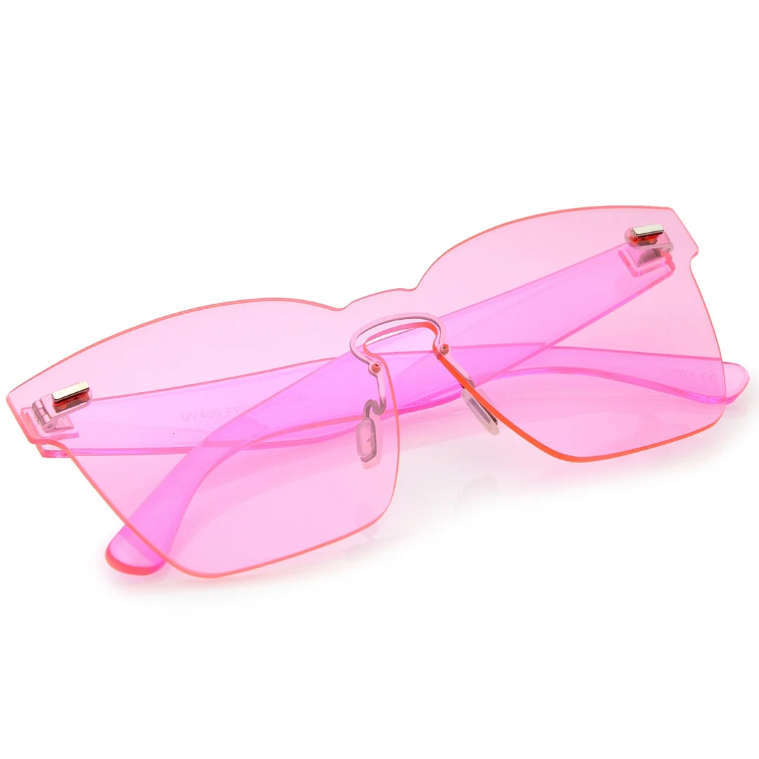 Oversize Rimless Keyhole Nose Bridge Mono Lens Horn Rimmed glasses 63mm