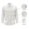 Men's Workwear Multi-pocket Short-sleeved Shirt Cotton and Linen Casual Shirt