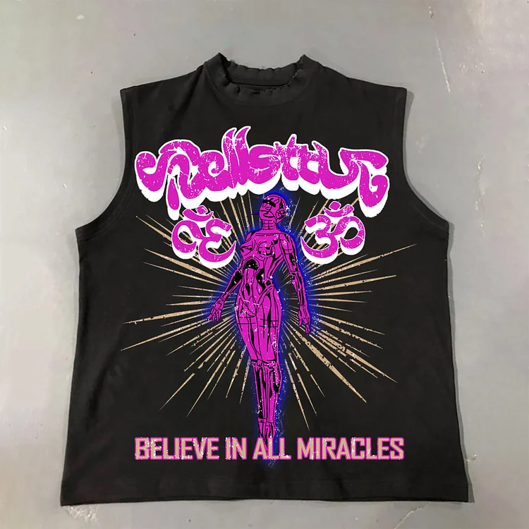 Street Hellstar Mummy Yoga Print Cotton Tank Top