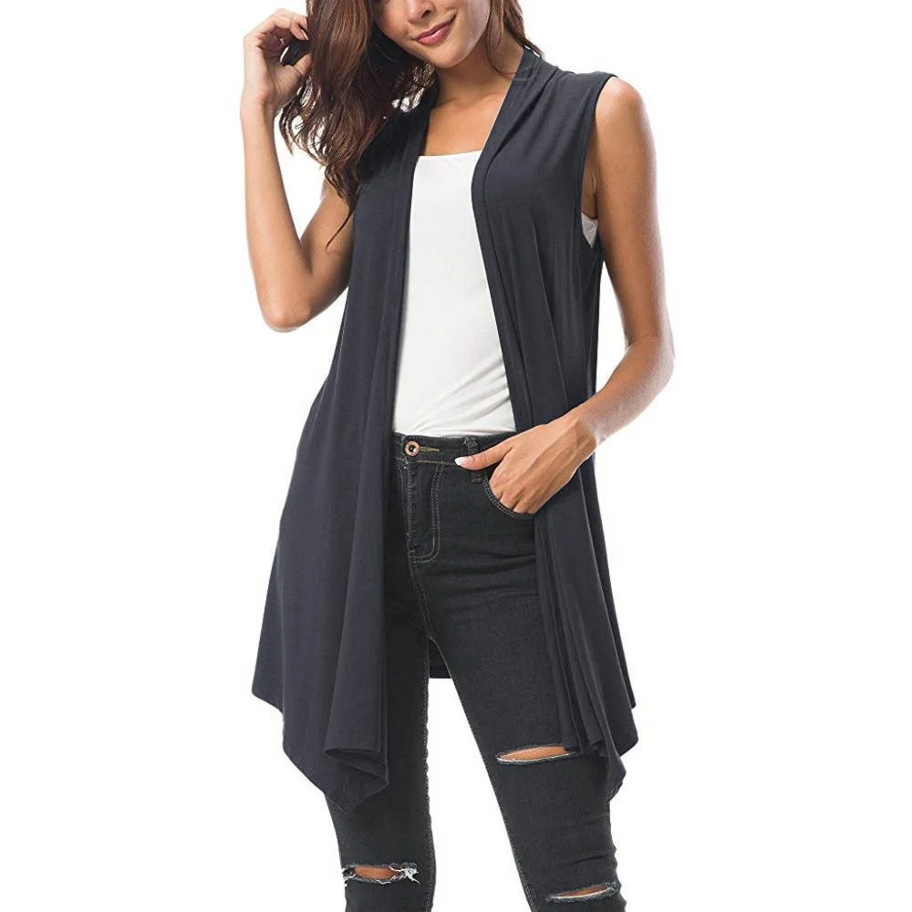 Summer Fashion Draped Open Front Cardigan Vest Blouse Ladies Solid Casual Cover up Female Women's Shirt Blusas Kimono Pullover