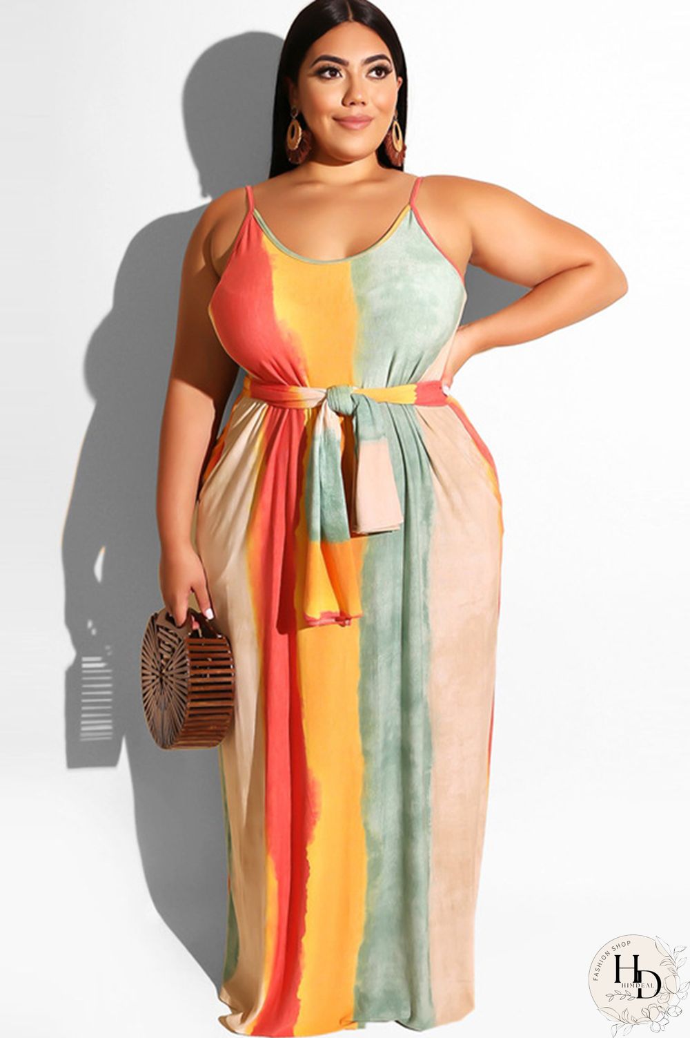 rose red Polyester Sexy O Neck Bandage Striped Print