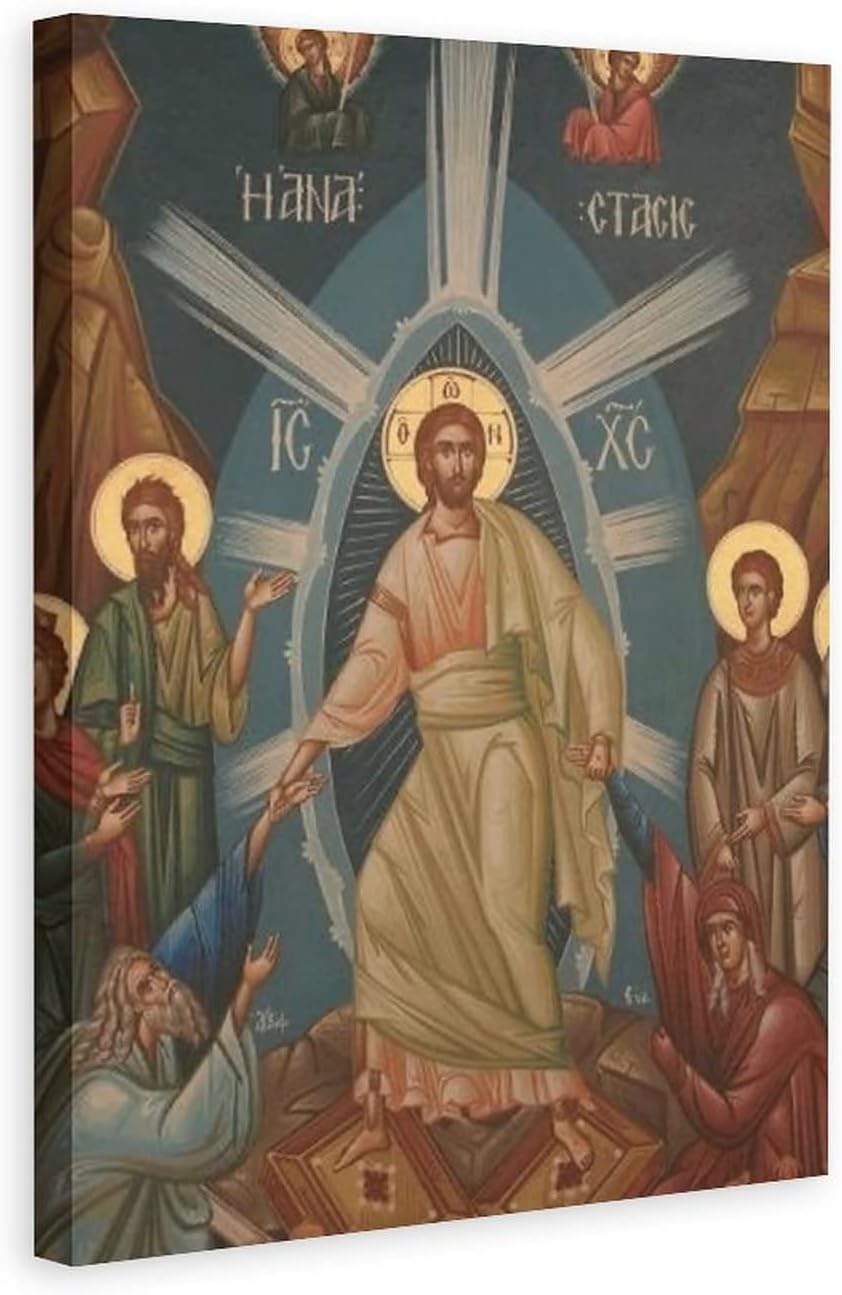 Greeks Orthodox Icon of Christ's Resurrection Canvas Poster Bedroom Decor Sports Landscape Office Room Decor Gift,Canvas Poster Wall Art Decor Print Picture Paintings for Living Room Bedroom Decoratio 12x18inchs(30x45cm)