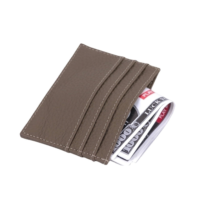 Unisex Solid Color Leather Open Card Holders