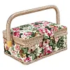 Wooden Sewing Kit Storage Box with Handle Sewing Kit Carrying Organizer with Removable Tray Large Capacity for Sew Mending Beginner Professional Gift