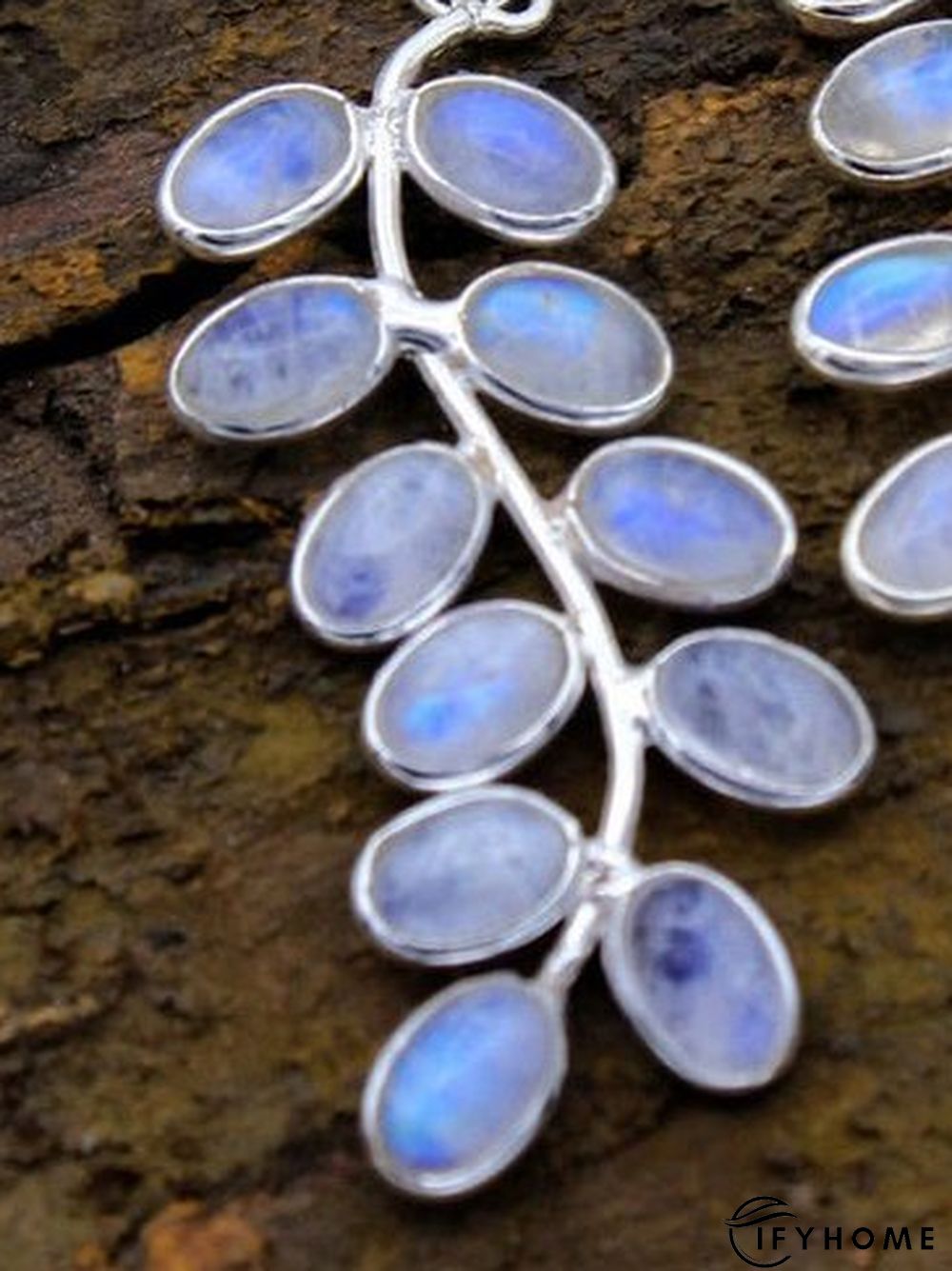 Ethnic Opal Moonstone Leaf Shape Earrings Boho Vintage Jewelry | IFYHOME