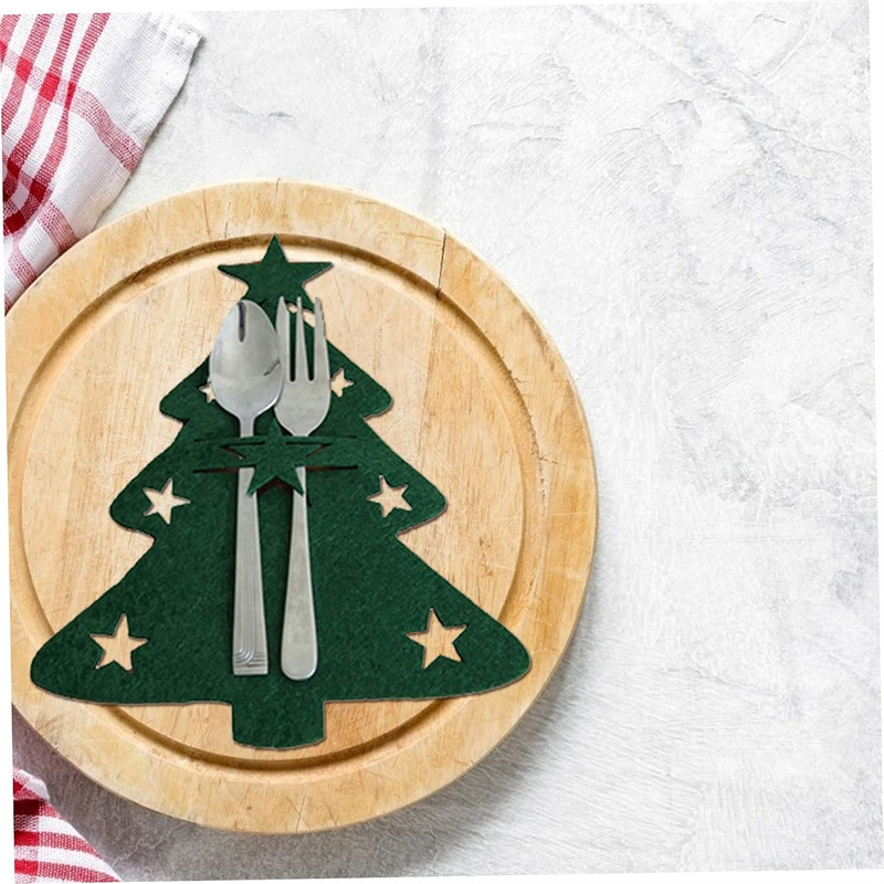 Mini Christmas Tree Dinnerware Holiday Decorations Cutlery Bags
