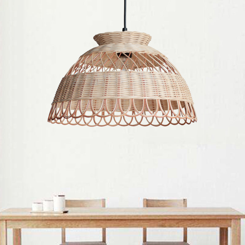 Bamboo Hollowed Scalloped Pendant Lighting
