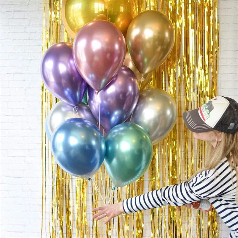 10pcs 12inch Metallic Balloons Metal Latex Balloon Birthday Party Decoration Wedding Balloons gold inflatable helium Balloon