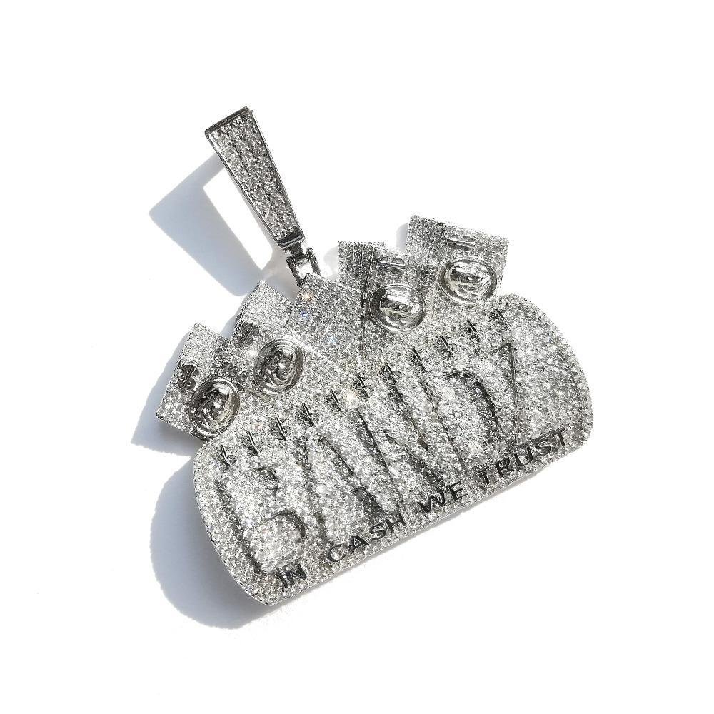 Iced Out Letters IN CASH WE TRUST Pendant Necklace-VESSFUL