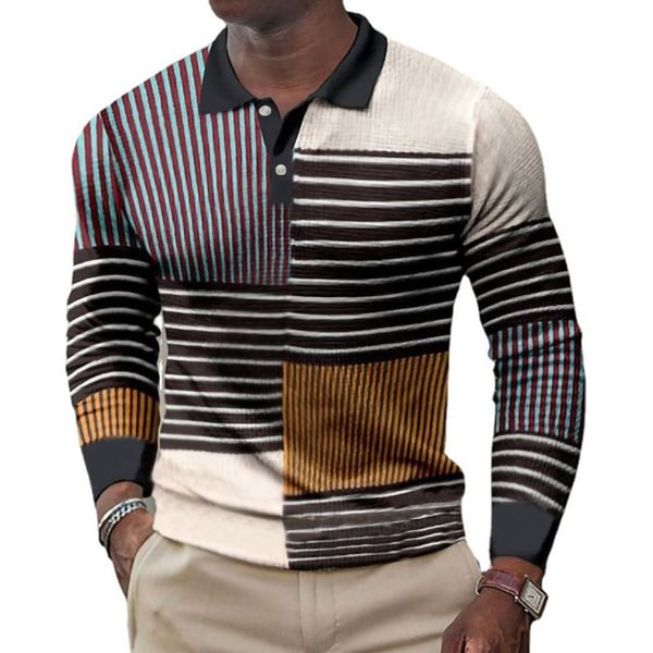 European and American New Men's Casual Lapel Pullover Digital Printing Men's Polo Shirt - BlackFridayBuys
