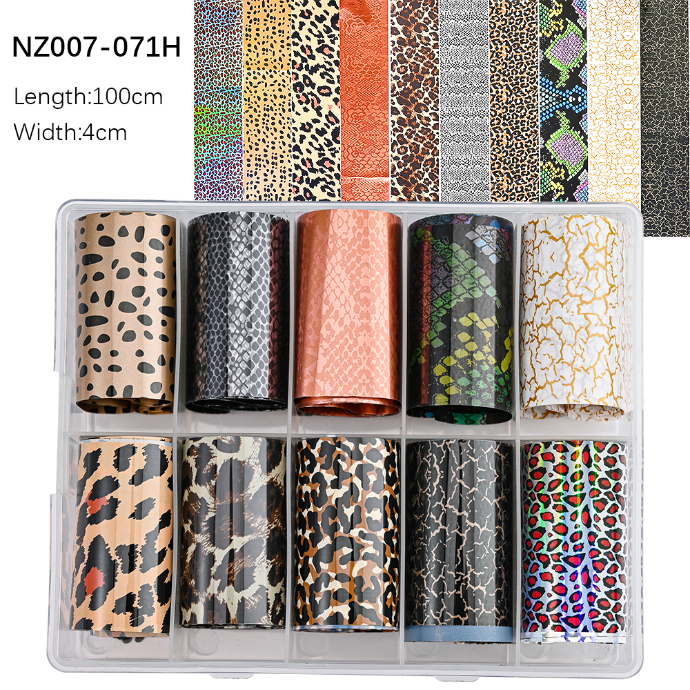 Kissbake 10pcs 4x100cm Nail Transfer Foil Paper Sticker Set Luxury Foil Nails Logo Transfer Nail Stickers Designer Fashion Nail Art Decal