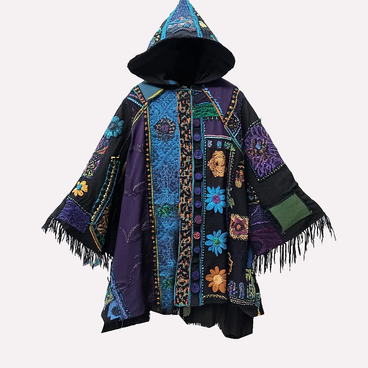 Tribal elements hooded printed robe ba4a