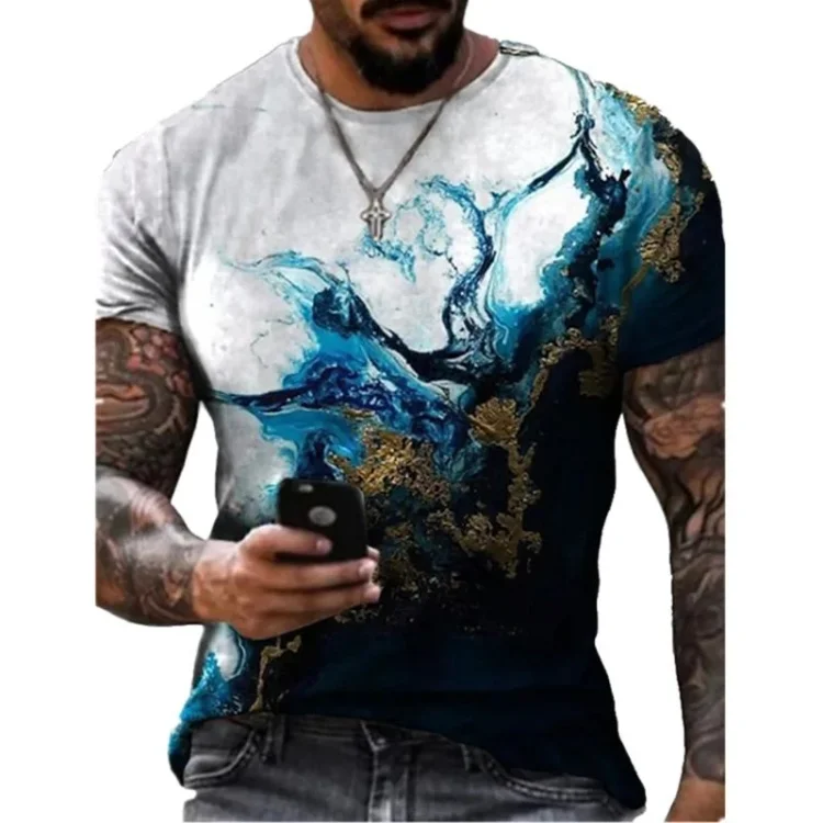 Ethnic Style Tie-dye Casual Summer Short Sleeve Men's T-Shirts at Hiphopee