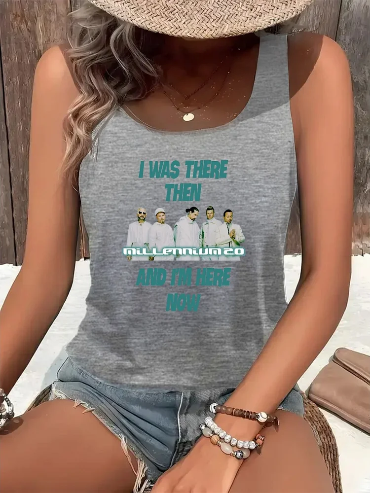 Backstreet I Was There Concert Women's Round Neck Tank, Summer Outfits, Summer Clothes Women, Casual Short Sleeve Tanktop For Summer, Graphic Tanks, Women's Top For Daily Wear